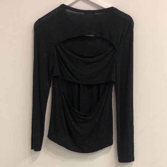 A.L.C. Reef Black Cut-Out Long Sleeve T-Shirt - Picture 2 of 10